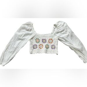 Aerie Crochet Floral Long Sleeve Top